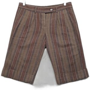 BCBG Maxazria Plaid Dark Academia Schoolgirl Style Bermuda Shorts Wool Size 10